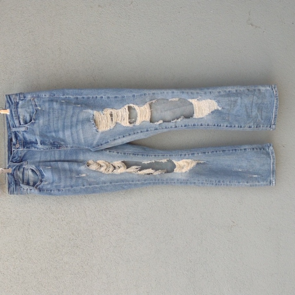 Judy Blue Straight Fit Distressed Stretch Denim Jeans 13/31
